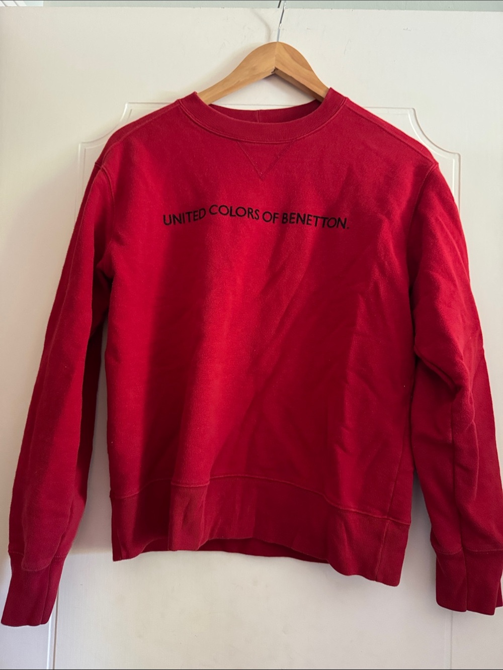 Two United Colors of Benetton Red and tan Crewneck Sweatshirt with Chest Logo - Picture 5 of 11